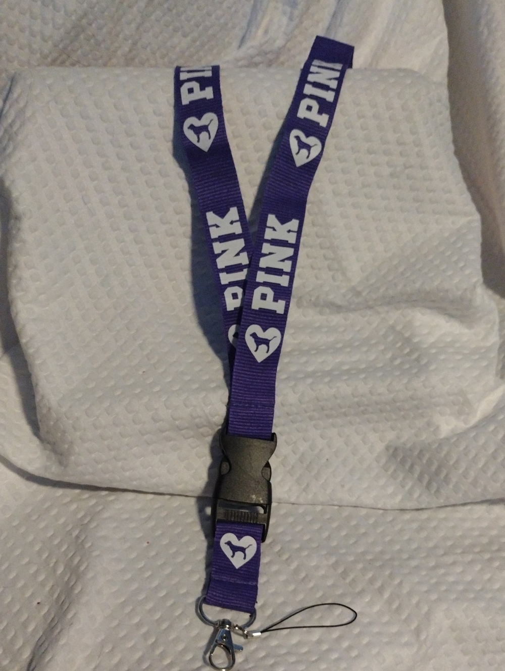 PINK Victoria's Secret Purple  Lanyard with White Logo